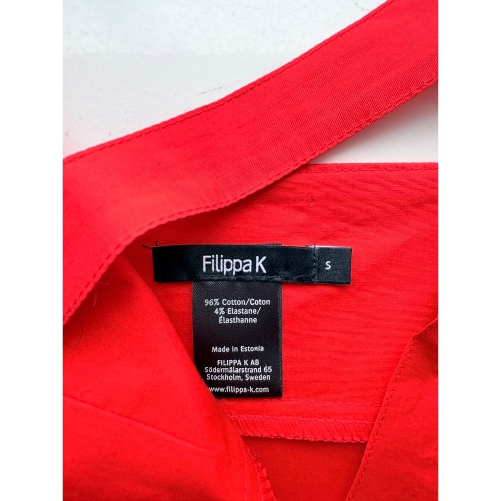 Filippa K Cherry Red Halter Pinup Neck Fit and Flare Cotton Stretch Dress Size S - Picture 4 of 5